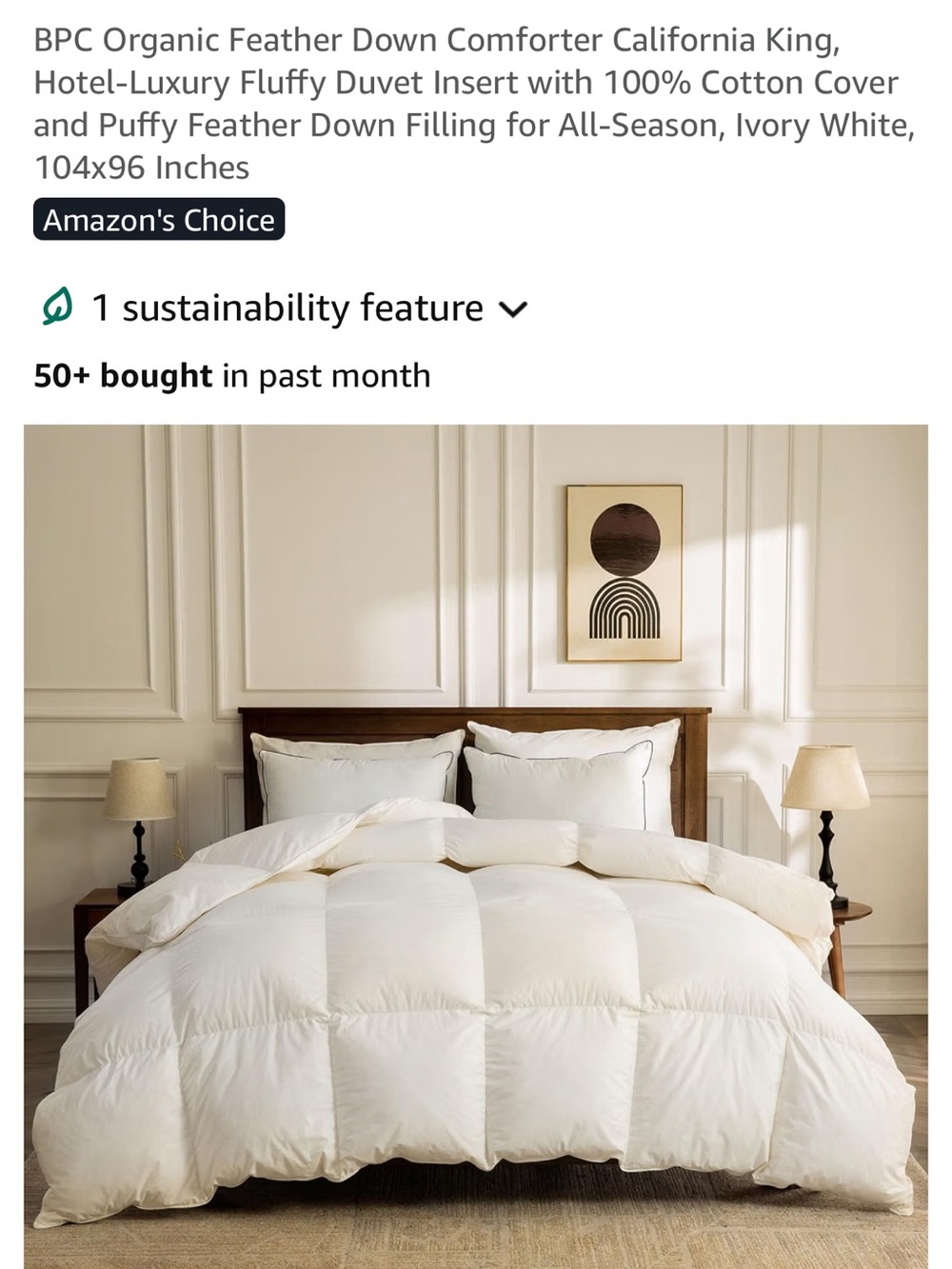 bp Ivory White Down Comforter - Plush All-Season Duvet Insert